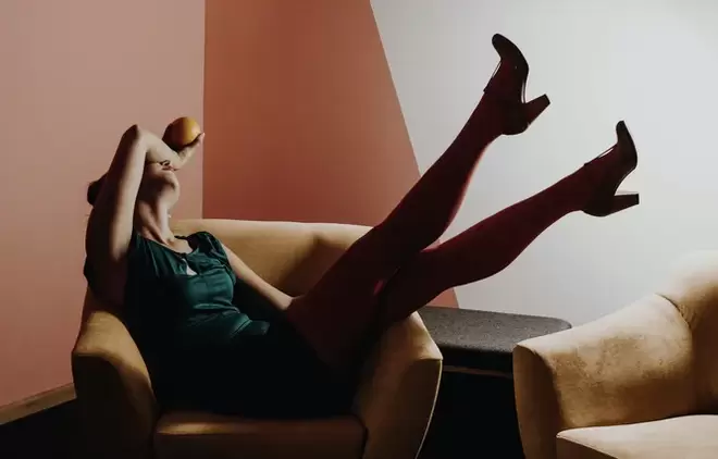 Young woman with varicose veins of the legs